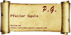 Pfeiler Gyula névjegykártya